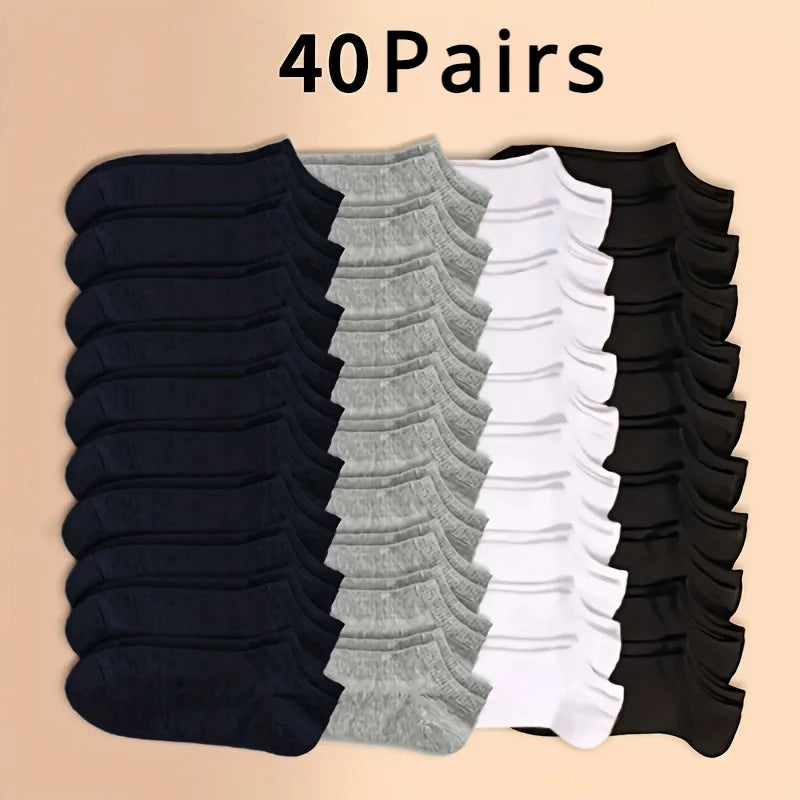 Unisex 10/20/40 Pairs Solid Socks Soft Lightweight Low Cut Ankle Socks Bulk Black White Grey Men Women Stockings  Hosiery [SOX]