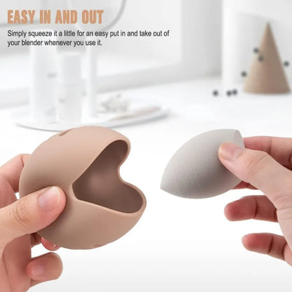 Makeup Sponge Holder Eco-Friendly Silicone Multi-hole Beauty Storage Case Travel Protable Cosmetic Puff Holder Box [CSM]