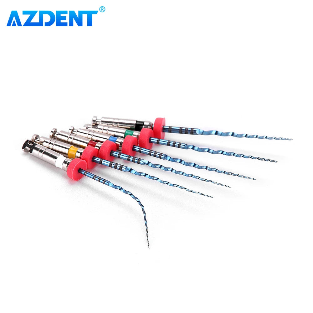 6pcs/Box AZDENT Dental Endo V Blue Root Canal Rotary File Thermal Activation NiTi Files Engine Use #15-#40 21mm/25mm Taper  [DEN]