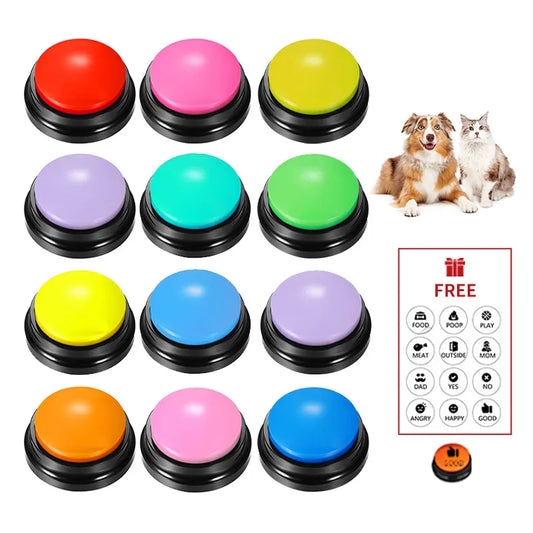 Voice Recording Button Pet Toys Dog Buttons for Communication Pet Training Buzzer Recordable Talking Button Intelligence Toy [PET]