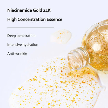 Skincare Product 24K Gold Niacinamide Face Serum Anti Aging Hyaluronic Acid for Face Shrinks Pores Korean Skin Care Products [SKC]