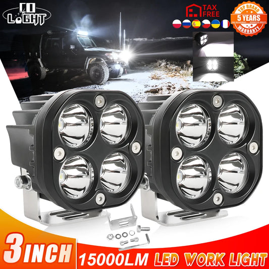 CO LIGHT 3inch Led Spot Work Light 12V 24V Fog Lights Driving Offroad 4X4 4WD Led Spotlight for Truck Car ATV SUV ATV UAZ Moto [CAR]