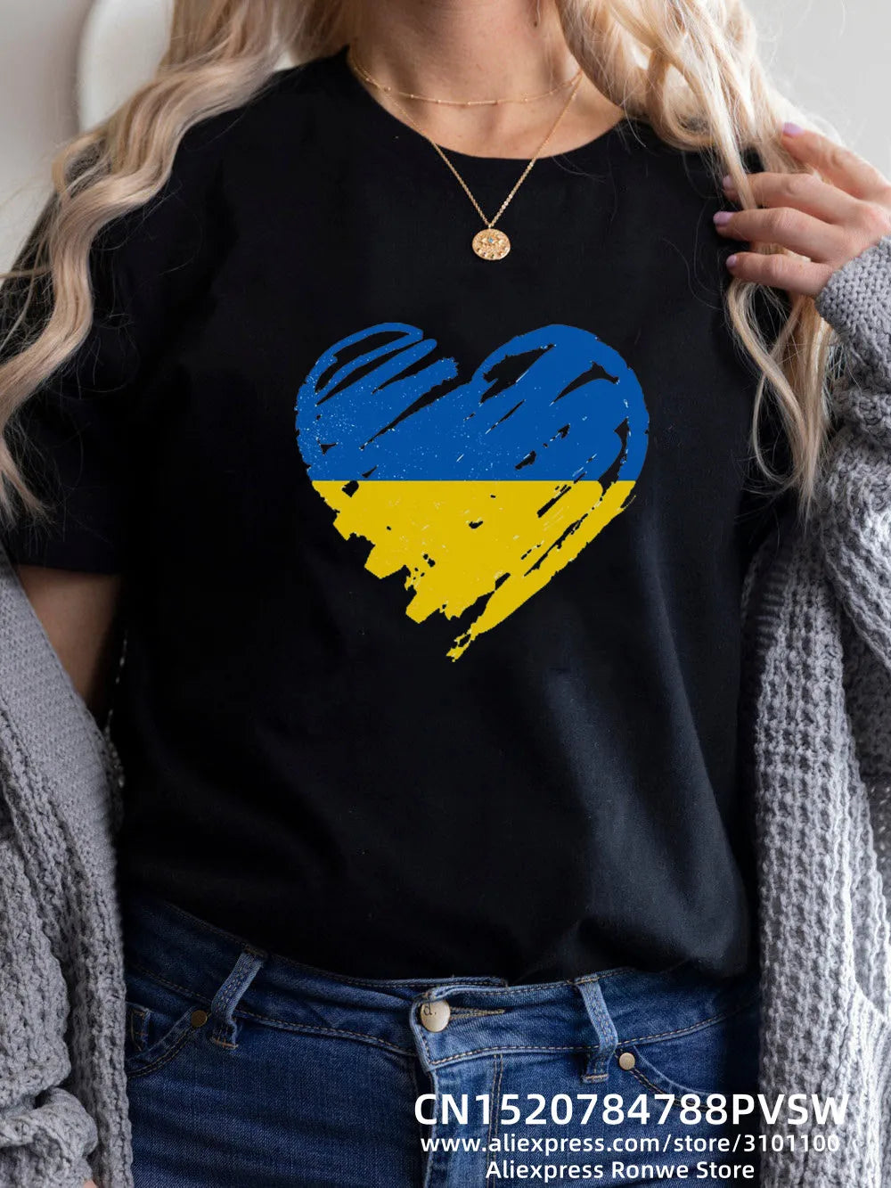 Heartbeat Blue Yellow Women Print T-shirt Girl Y2K Short Sleeve Tee Tops Lady 90S Sweatshirts Female Harajuku Clothing [TSH]