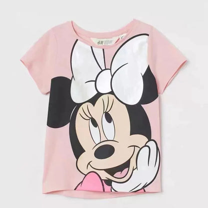 Teen Girls Minnie Printing Tees Summer Casual Loose Costume Brand Crew Neck Tops 2 3 4 5 6Kids New Fashion Cute Cartoon T-shirt [TSH]