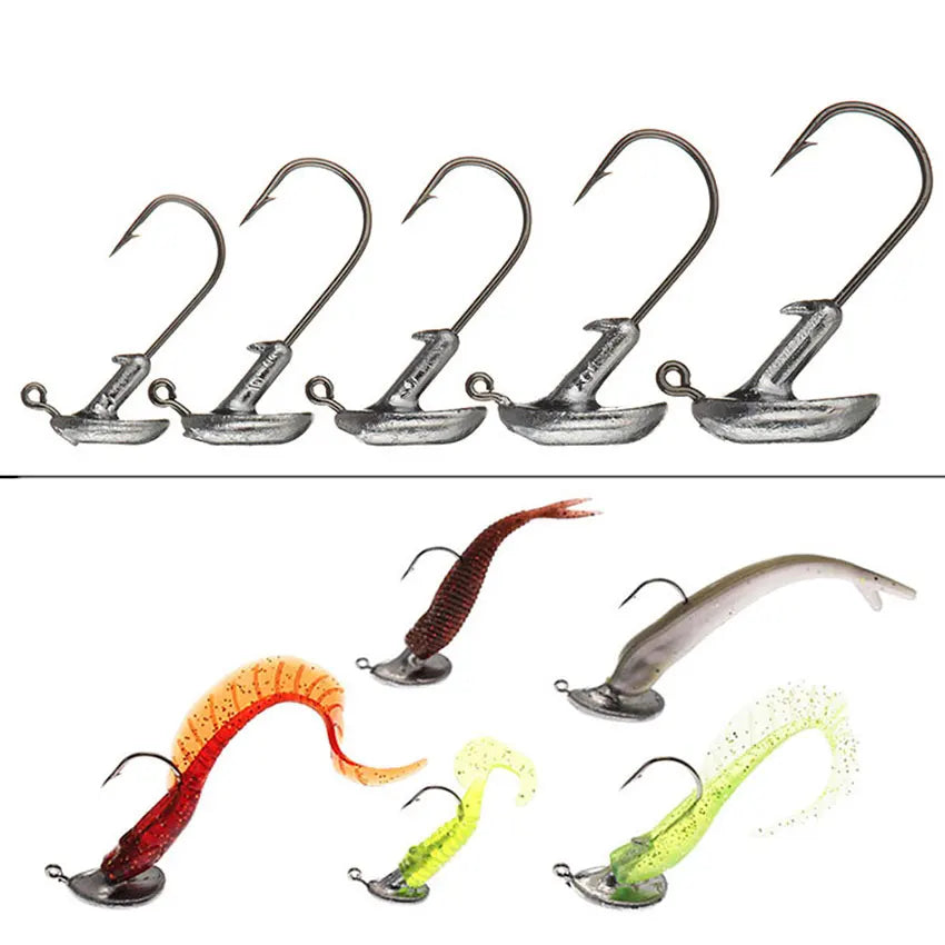 JYJ 10PCS/Lot 3.5g 5g 7g 10g 14g Tumbler Head Hook Jig Bait Fishing Hook For Soft Lure Fishing Tackle fishing tackle accessorise [DSP]