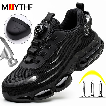 Rotating Button New Safety Shoes Men Anti-smash Anti-puncture Work Shoes Fashion Men Sport Shoes Security Protective Boots Men [SHO]