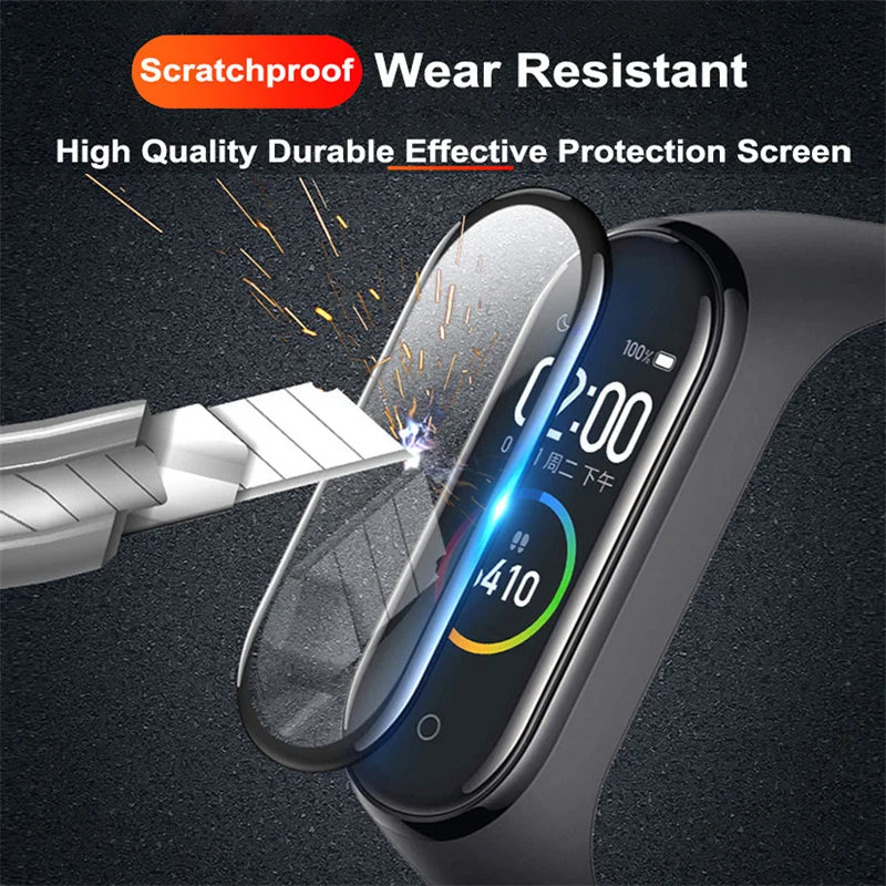 9D Full Screen Protector for Xiaomi band 6 7 8 film strap Mi band Smart Watch Miband Soft Protective Glass xiaomi band 4 5 Film [SWH]