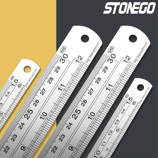 STONEGO Stainless Steel Ruler, 6, 8, 12, 16, 20 Inch Metal Rulers, With High Precision Graduation Line Double-Sided Scale [OFF]