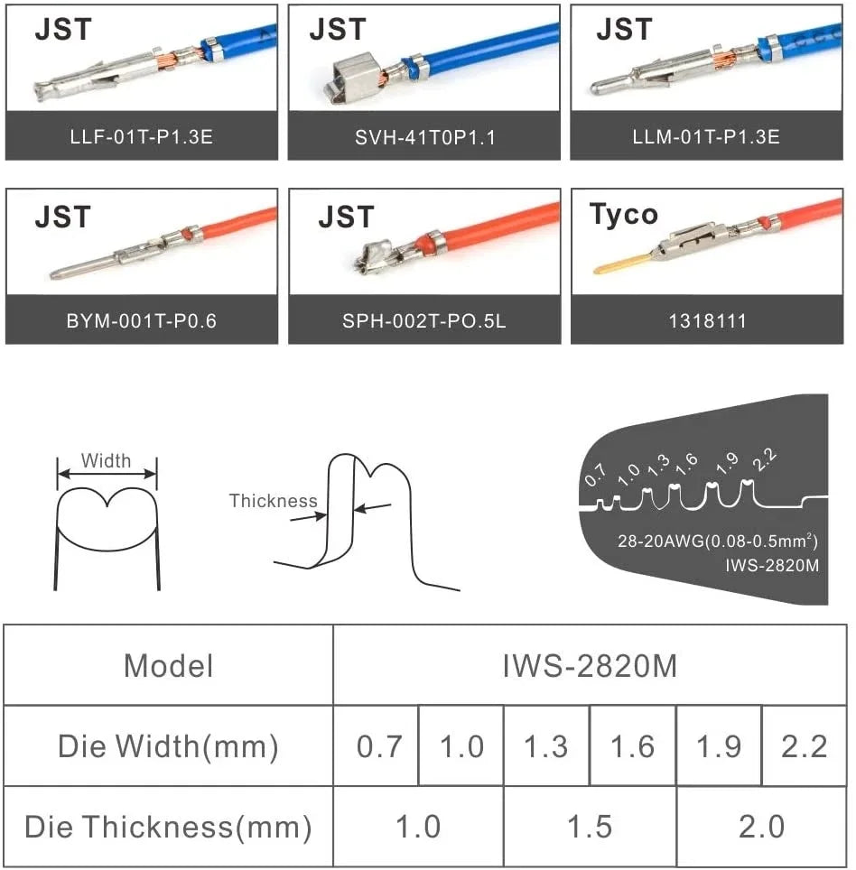 IWISS IWS-2820M Mini Micro Open Barrel Crimping Plier AWG28-20 JAM MolexTyco JST Terminals and Connectors Mini Hand Crimper Tool [HTO]