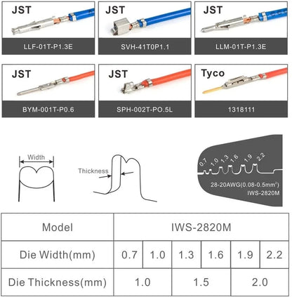 IWISS IWS-2820M Mini Micro Open Barrel Crimping Plier AWG28-20 JAM MolexTyco JST Terminals and Connectors Mini Hand Crimper Tool [HTO]