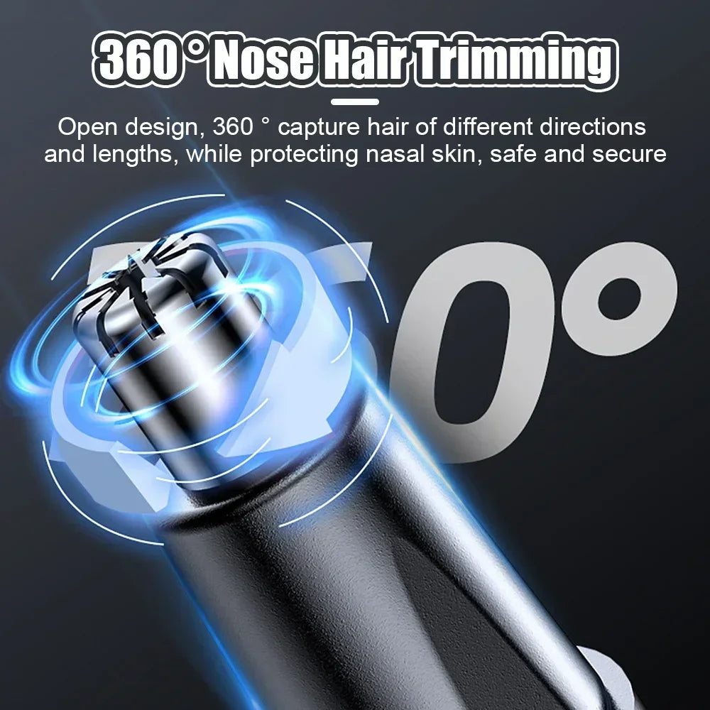 Electric Nose Hair Clipper Rechargeable Multi-kinetic Shaving Two-in-one Unisex Fully Automatic Washable Shaving Nose Trimmer [HAI]