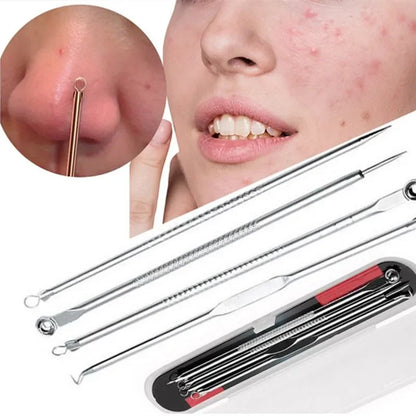 New Acne Blackhead Removal Kit Stainless Steel Acnes Blemish Pimple Extractor Remover Needles Face Skin Care Cleaning Tool Women [SKC]