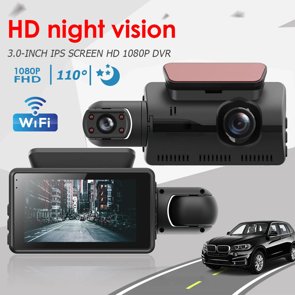 Dual Lens Dash Cam for Cars Black Box HD 1080P Car Video Recorder with WIFI Night Vision G-sensor Loop Recording Dvr Car Camera [CAR]