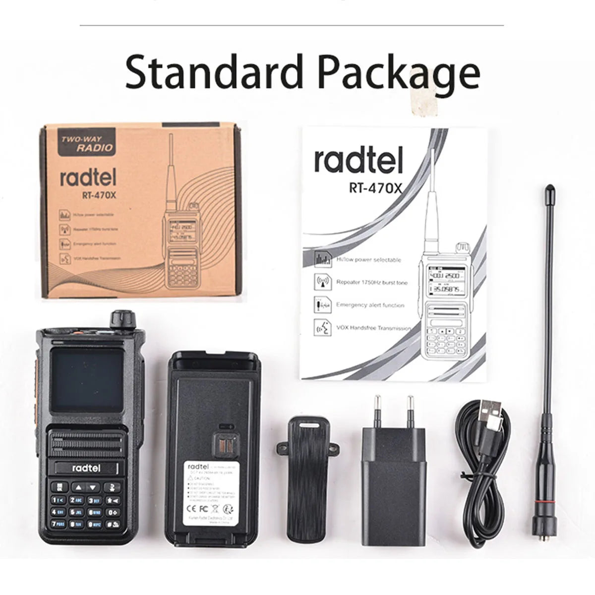 Radtel RT-470X Multi-bands Ham Walkie-Talkies 256CH Air Band Two Way Radio Station Aviation NOAA Police Marine Transceiver PTT [MRN]