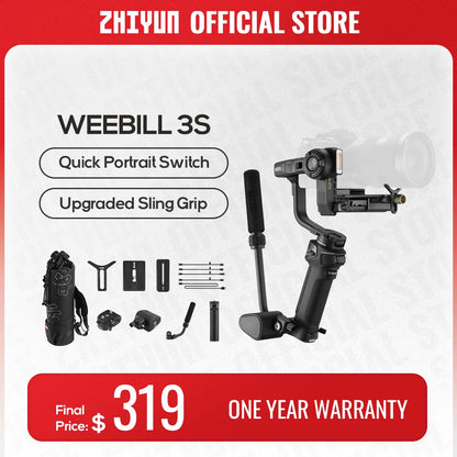 ZHIYUN Official Weebill 3S 3-Axis Camera Stabilizer Gimbal Handheld Bluetooth Control Fill Light for DSLR Mirrorless Cameras [PHO]