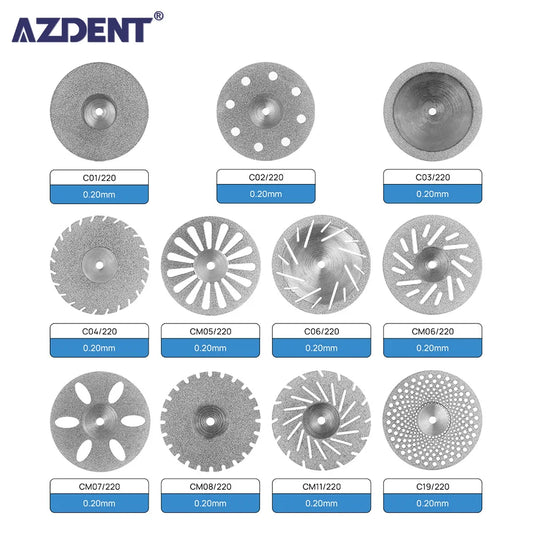 AZDENT 5 Pcs/Pack Dental Ultra-thin Double Sided Sand Porcelain Diamond Cutting Disc Mandrel Diamond Dentistry Polishing Tools [TPT]