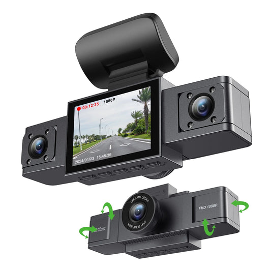 3 Channel Dash Cam Video Recorder Three Lens Car Camera with Rear View DVR 24H Parking Monitor Black Box [CAR]