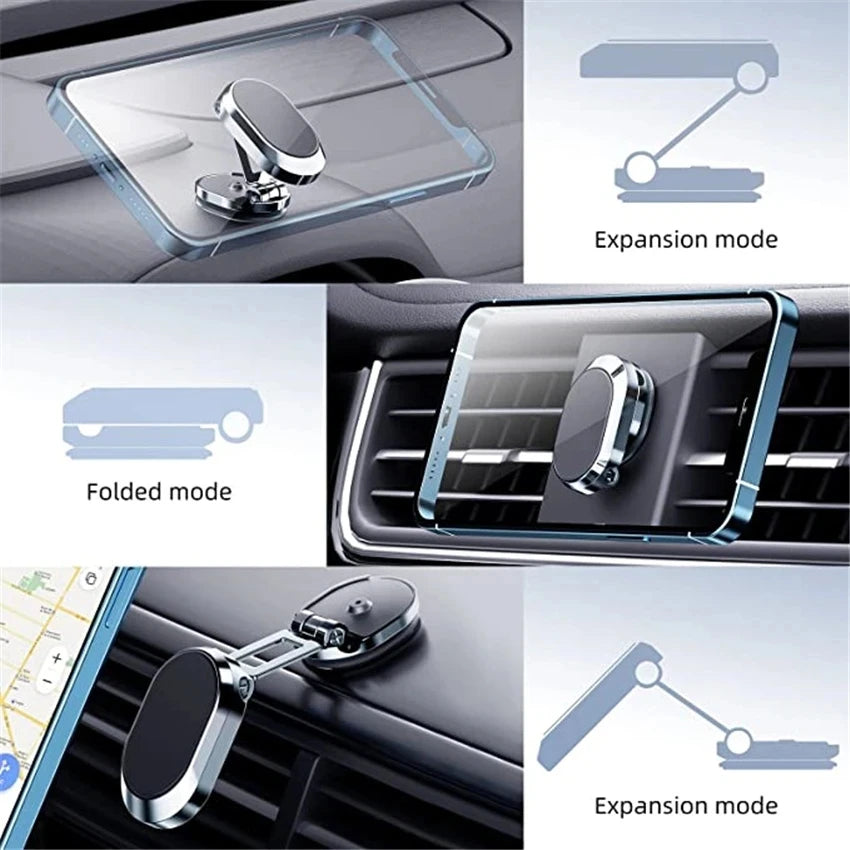 1080 Rotatable Magnetic Car Phone Holder Magnet Smartphone Support GPS Foldable Phone Bracket in Car For iPhone Samsung Xiaomi [PHH]