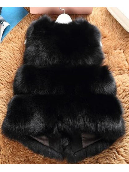 ZADORIN 3XL Autumn Winter Thick Warm Faux Fox Fur Vest Women High-Quality Fashion V-Neck Short Fur Coat Female Fur Waistcoat [WOM]