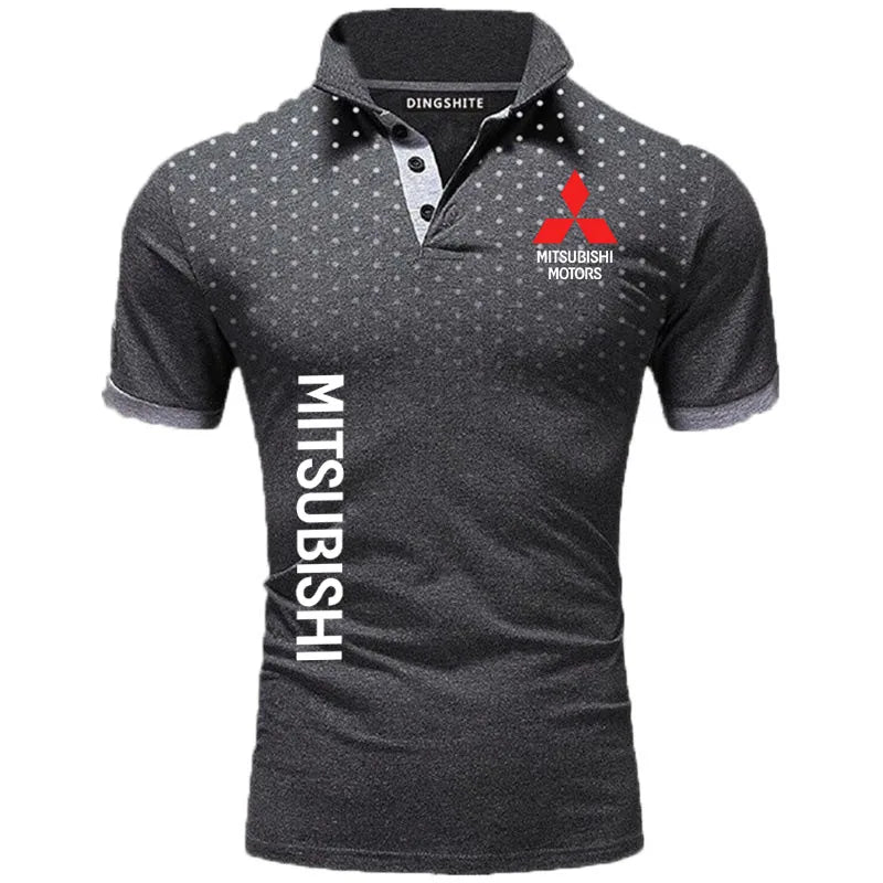 Colour matching men's polo short-sleeved men's shirt Mitsubishi car logo print high-quality hot sale men t shirt men polo shirt [MEN]