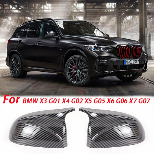 2Pcs Glossy Black carbon pattern Rear Side View Mirror Covers Shell Replacement For BMW X3 G01 ix3 X4 G02 X5 G05 X6 G06 X7 G07 [BDK]