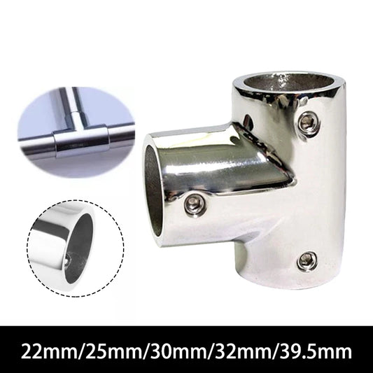 22mm/25mm/30mm/32mm Marine Boats Handrail Stainless Steel 3 Way Boat Deck Handrail 90 Degree Tee Cross Fitting Joint Connector [MRN]