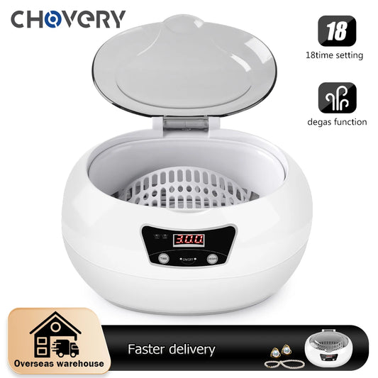 Chovery 600ml Ultrasonic Cleaner Bath Timer for Jewelry Part Glasses Manicure Stones Cutters Dental Razor Brush Ultrasound Sonic [HAP]