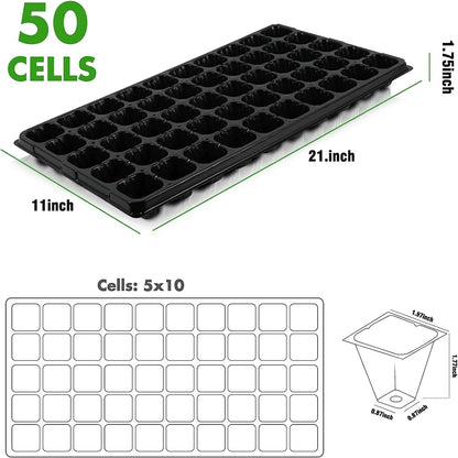 Plant Seedling Starter Tray for Garden Growing, Extra Strength, Seed Germination, Flower Pots, Nursery Box, 50/72 Cells [GAR]