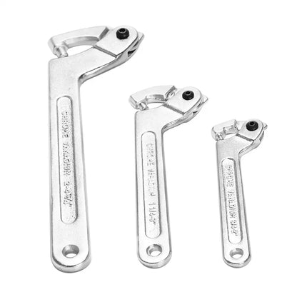 Adjustable Hook Wrench Nuts Bolts Universal C Shape Spanner Tool Screw Nuts Driver Flat Round Ends Heavy Duty Repair Hand Tool [HTO]