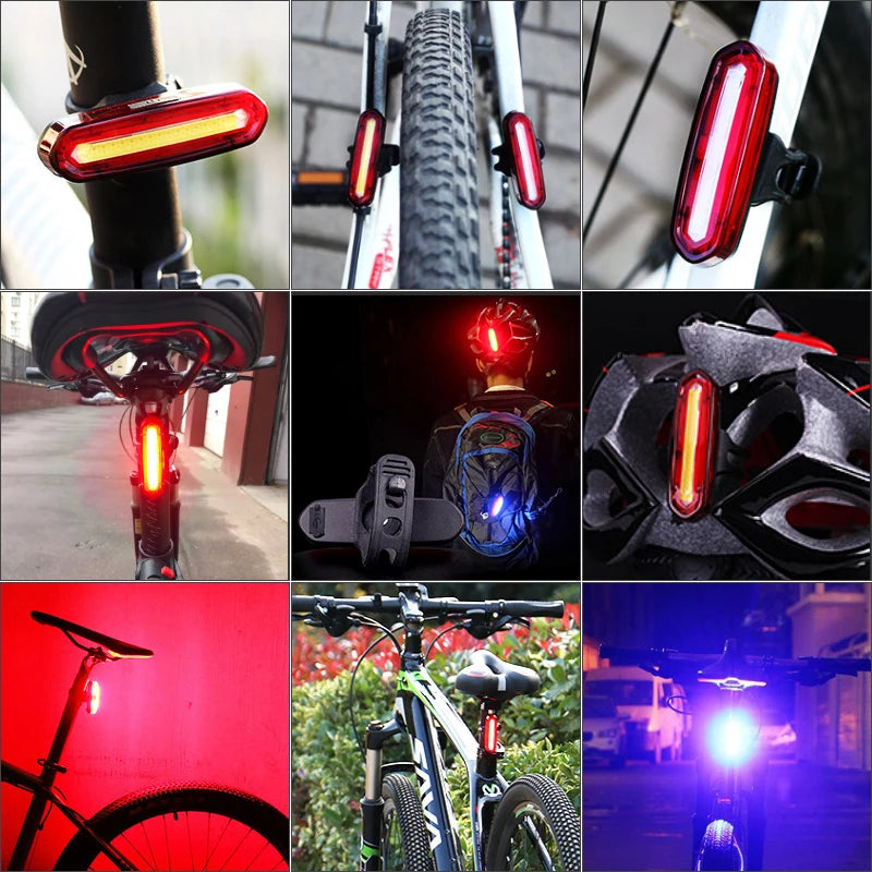 Bike Tail Light LED Bike Front Rear Light Bicycle Waterproof USB Rechargeable Mountain Riding Cycling Tail Lamp Bicycle Light [CYC]