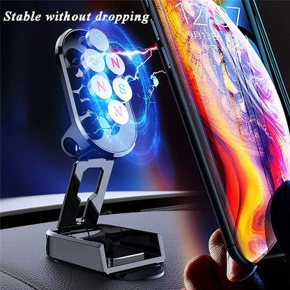 Metal Magnetic Car Mobile Phone Holder Folding Magnet Cell Phone Stand in Car GPS Support For iPhone Xiaomi 360° Rotatable Mount [PHH]