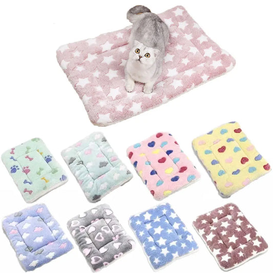 Soft Cat Bed Mats Short Plush Pet Sleeping Bed Mats for Cats Small Dogs Cute Pet Pad Blanket Warm Kitten Cushion Cat Accessories [PET]