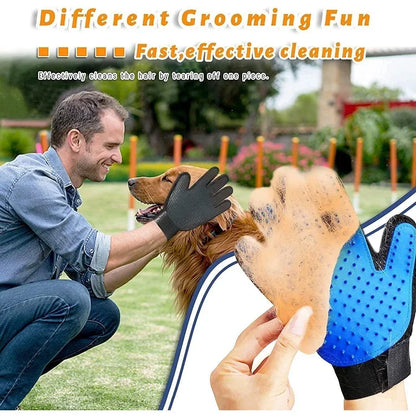 Pet Grooming Kit for Dog Cat Rabbit Fur 2 Sided Grooming Brush Bath Cleaning Glove De-Shedding De-Matting Pet Hair [PET]