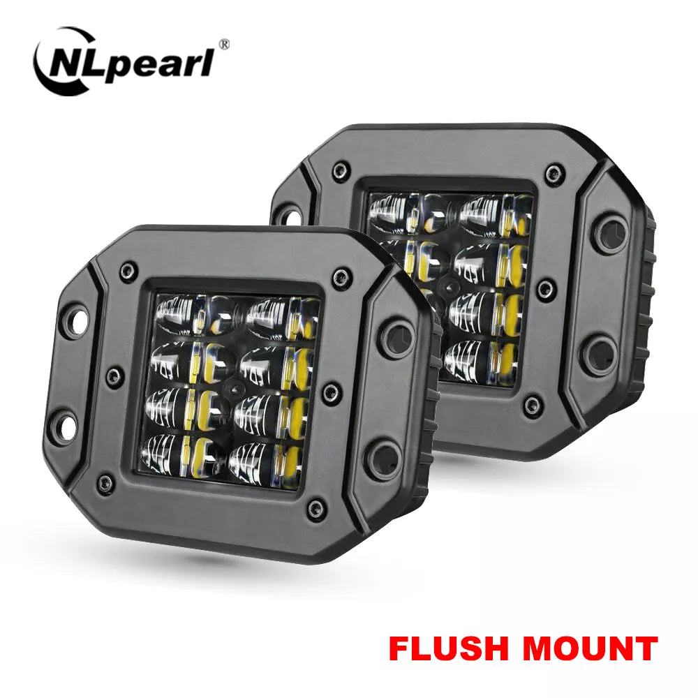 NLpearl 2x 5" 40W Flush Mount LED Work Light Bar for Car Truck Offroad Boat 4WD Atv Spot Beam LED Pods Driving Fog Light 12V 24V [CAR]