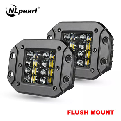 NLpearl 2x 5" 40W Flush Mount LED Work Light Bar for Car Truck Offroad Boat 4WD Atv Spot Beam LED Pods Driving Fog Light 12V 24V [CAR]