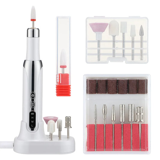 Electric Nail Polisher Drill Bits Professional Nails Grinding Polishing Dead Skin Removal Art Sanding File Pen Manicure Machine [BEU]