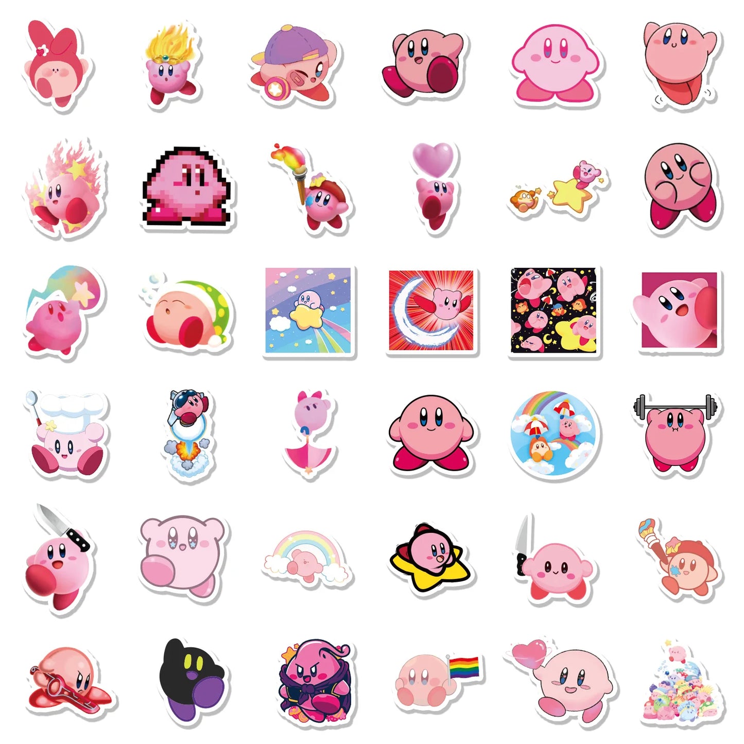 100pcs Cute Kirby Anime Sticker Guitar Skateboard DIY Waterproof Phone Case Kawaii Laptop Sticker Kawai Stickers Pack [PHC]