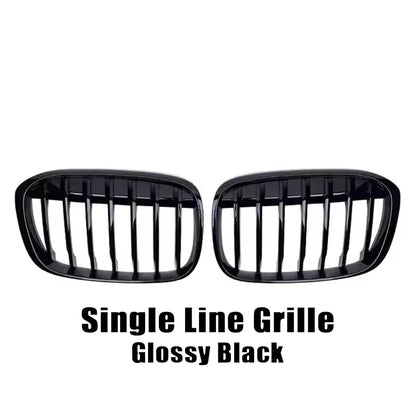 XVIP Glossy Black Diamonds Style Front Bumper Kidney Grilles For BMW X1 F48 F49 2016-2019 Shiny Line Style Upper Racing Grilles [BDK]