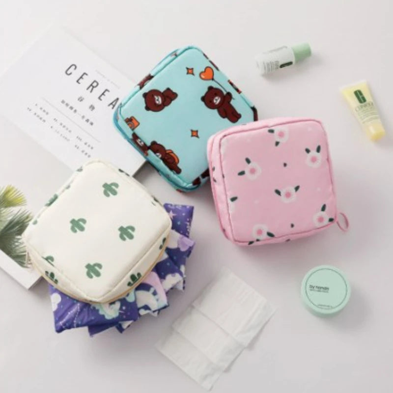 Sanitary Napkin Storage Bag Portable Cosmetic Lipstick Storage Bag Travel Earphone Coin Organizer Pouch Bags Cute Girl Bags Gift [CSM]