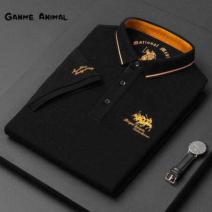 New Summer Korean  Embroidered Polo Shirt Men's Luxury Top Casual Lapel Short Sleeve T-shirt Fashion Anti-wrinkle Men T-Shirt [TSH]