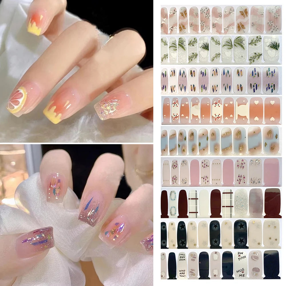 Nail Sticker Full Nail Wraps DIY Manicure Nail Decal 3D Nail Foil Self-adhesive Waterproof Full Cover Nail Art Decoration 1sheet [BEU]