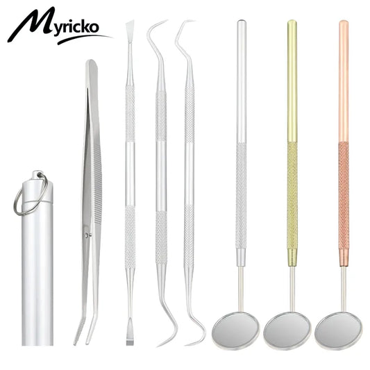 Dental Mirror Stainless Steel Dental Instrument Dentist Tool Set Probe Tooth Care Kit Tweezer Hoe Sickle Scaler [DEN]