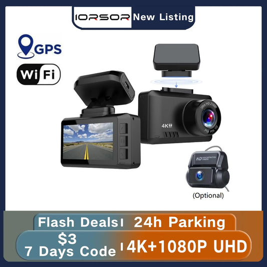 Dashcam 4K GPS WIFI 24h Parking Monitor Dash Cam for Car Camera Mini Dvr Para Coche Front and Rear Dual Dvrs Video Registrator [CAR]