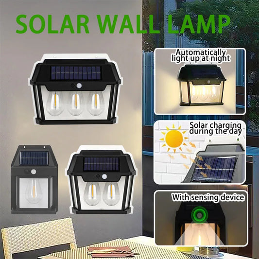 LED Solar Light Waterproof Wall Lamp Motion Sensor Courtyard Garden Lighting Decoration Sunlight Solar Power Yard Tungsten Lamp [SLG]