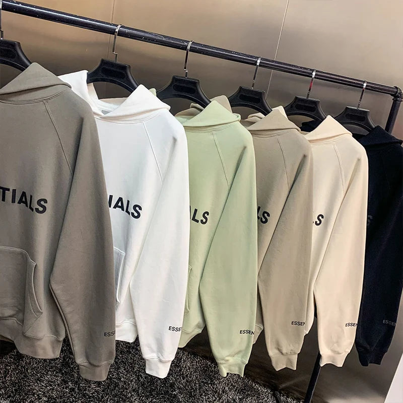 ESSENTIALS Hoodies Men Sweatshirts Reflective Letter Printing Fleece Oversized Hoodie Fashion Hip hop Unisex Essentials Pullover [MEN]