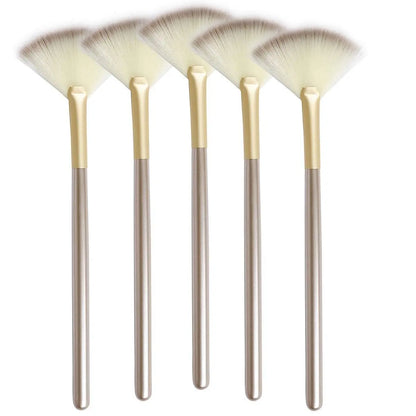 5pcs Fan Brushes Facial Brushes Soft Makeup Brush Cosmetic Applicator Tools Wooden Handle and Soft Fiber for Glycolic Peel Mask [CSM]