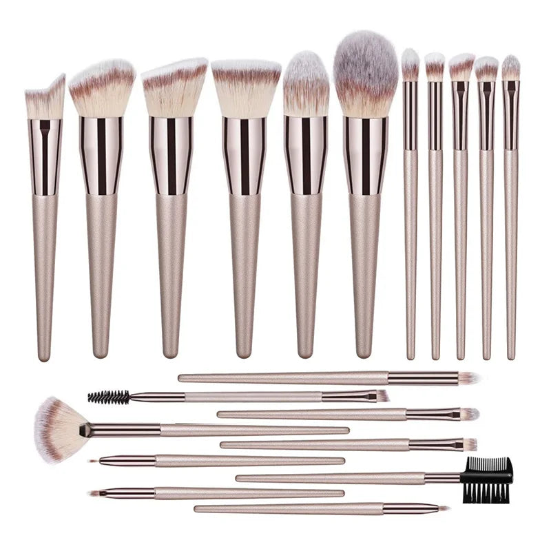 Hot Champagne Makeup Brushes Set for Women Cosmetic Foundation Powder Blush Eyeshadow Kabuki Blending Make Up Brush Beauty Tools [CSM]