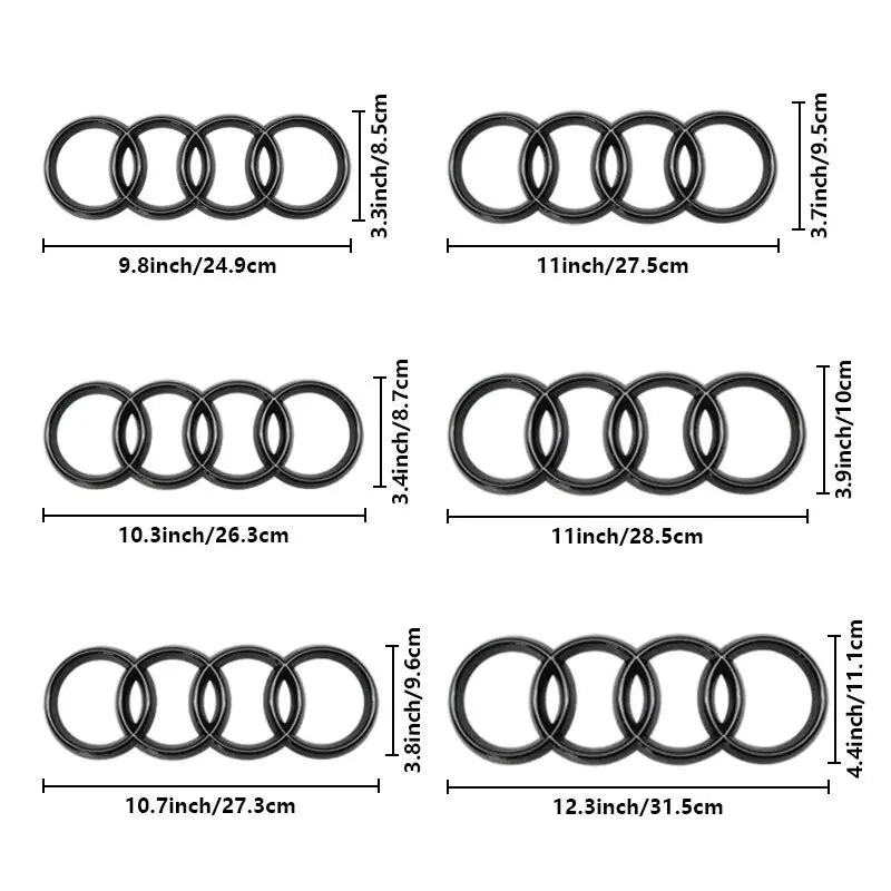 4 Ring ABS Car Hood Front Bonnet Grill Rear Trunk Emblem Logo Badge Sticker Decal For Audi A3 A4 A5 A6 A7 Q2 Q3 Q5 Q8 TT [BDK]