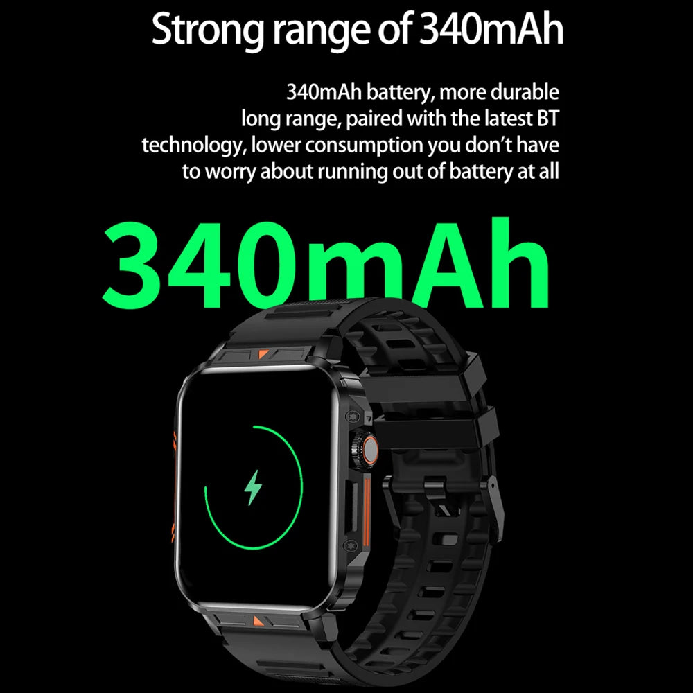 Military Outdoor GPS Sports Smart Watch Men 1.95 inch Heart Rate Blood Oxygen Bluetooth Call SmartWatches Men's For Android IOS [SWH]