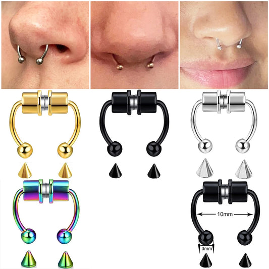 Stainless Steel Magnet Fake Piercing Nose Ring Fake Septum Piercing Nose Clip Fashion Jewelry For Women Men Girl Gift [MAG]